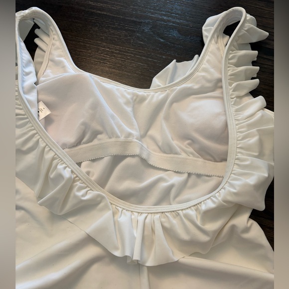 White Ruffled One-Piece Swimsuit - Picture 3 of 5
